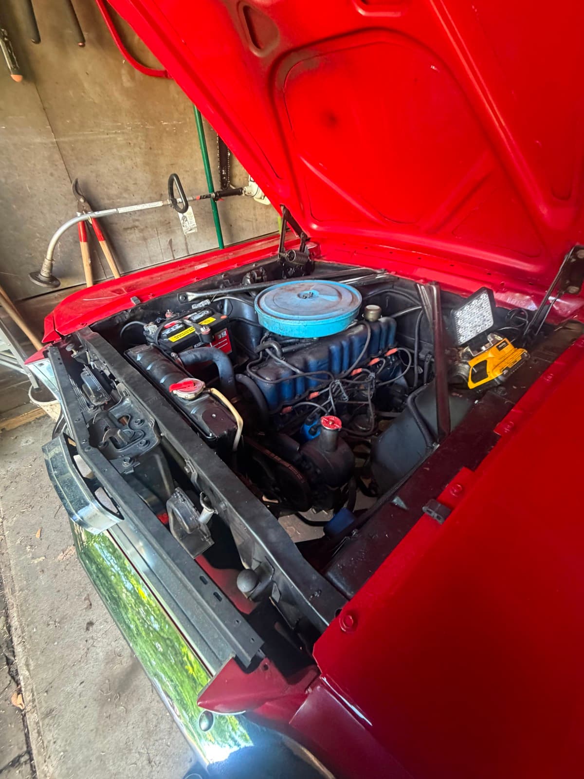 Classic Ford inline six engine bay